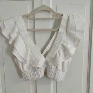 Abercrombie & Fitch White Ruffle Crop Top